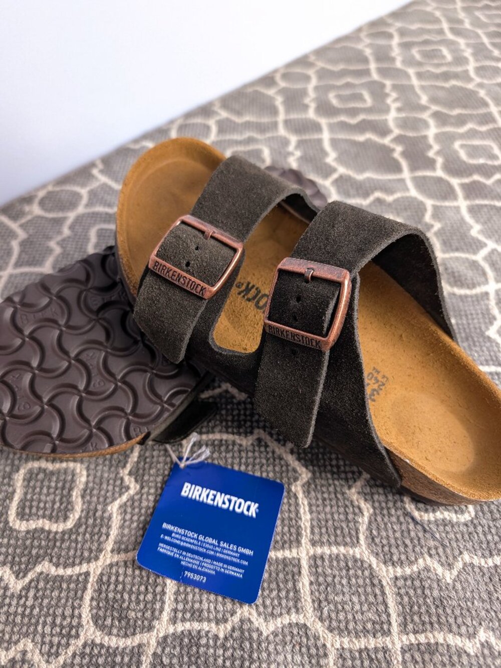 *BIRKENSTOCK Arizona Mocha Suede Sandals Sz 37W - Picture 2 of 5